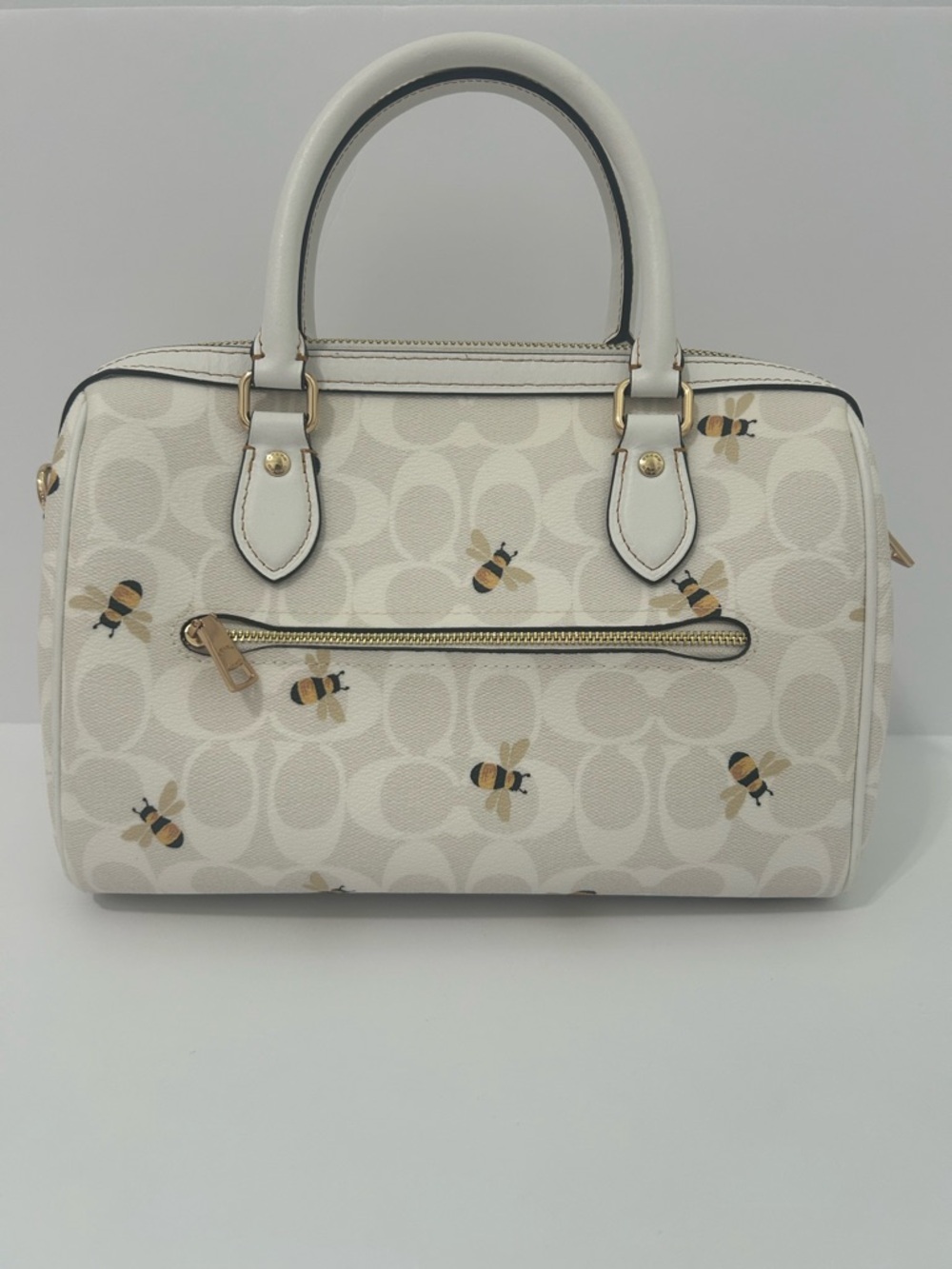 Coach Cream Bee-Print Mini Satchel with Gold Hardware - Picture 2 of 13